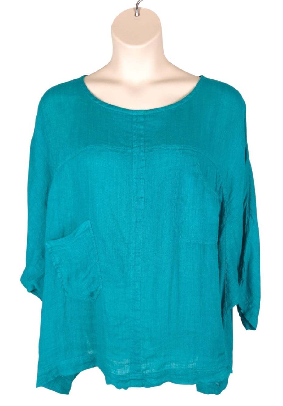 Grizas 51396 Linen Tunic US 3X 22 EU 52 Womens Green Lagenlook Oversized $210